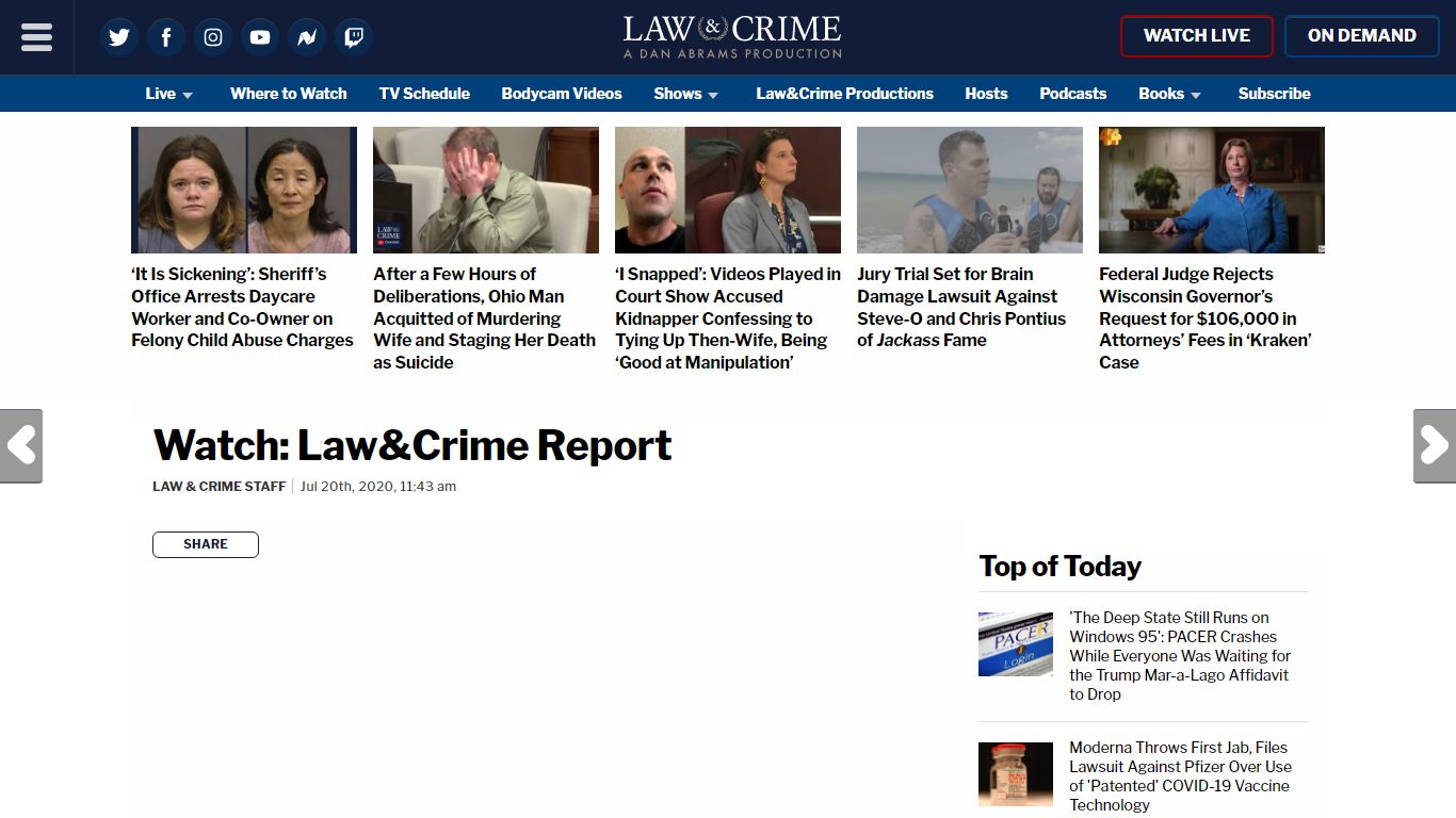 Law&Crime Report WATCH LIVE STREAM | Law & Crime